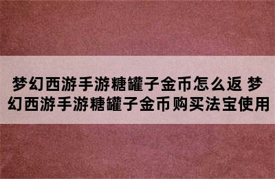 梦幻西游手游糖罐子金币怎么返 梦幻西游手游糖罐子金币购买法宝使用